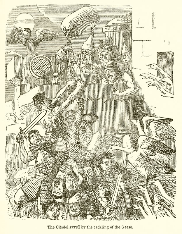 Kazların Kıkırdamasıyla Kurtarılan Kale by John Leech