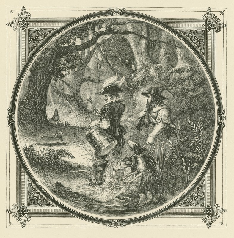 Tavşanlar davul vuruşuyla, kuşlar tartlets ile yakalanmaz (gravür) by John Leighton