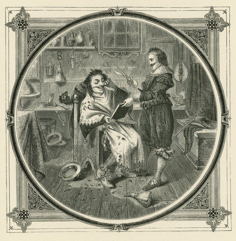 İyi tıraş olmayı kim öğrenecek, önce bir aptalın sakalı üzerinde çalışmalı (gravür) by John Leighton