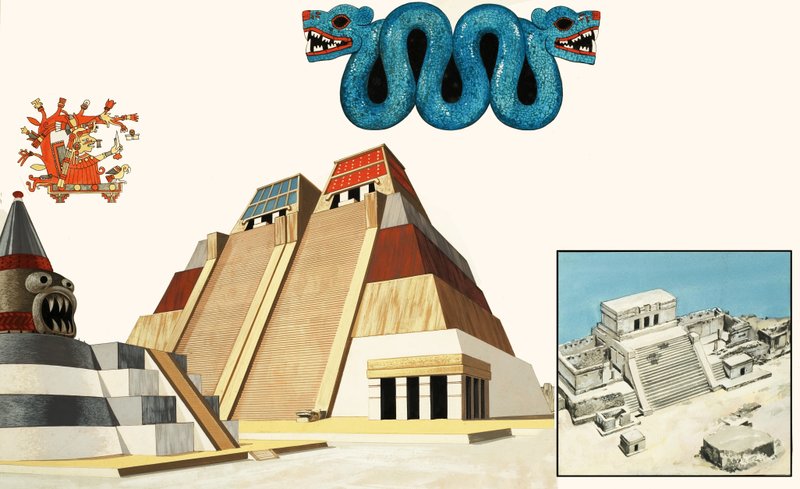 Muhteşem Tenochtitlan şehri (kağıt üzerinde guaj) by John Marshall