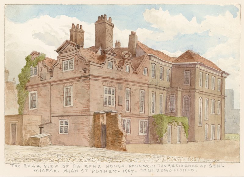 Fairfax House'un arkadan görünüşü, High Street, Putney, Londra, eskiden General Fairfax'ın ikametgahı, 1887 by John Phillipp Emslie