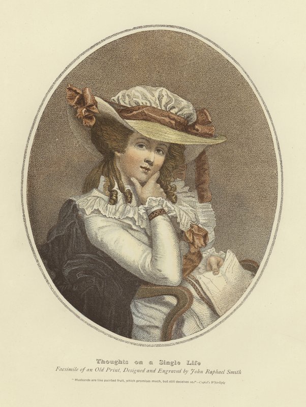 Tek bir hayat üzerine düşünceler (renkli gravür) by John Raphael Smith