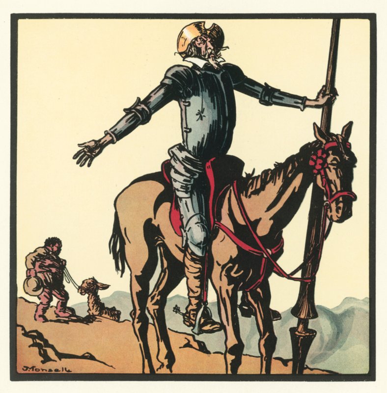 Kensington Rhymes: Don Kişot (renkli lito) by John Robert (after) Monsell