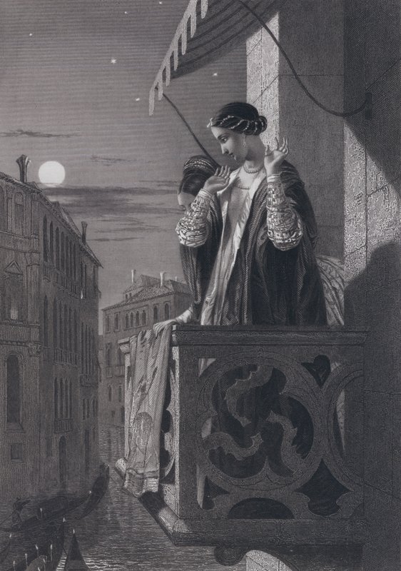 Alvisi Sanuto ve büyükelçinin kızı (gravür) by John Rogers (after) Herbert