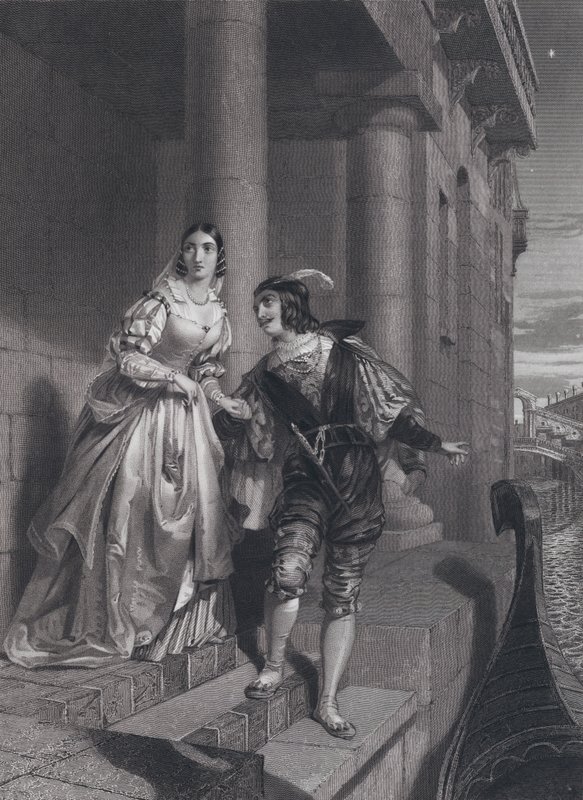 Bianca Cappello ve Francesco I de 'Medici, Toskana Büyük Dükü'nün kaçışı (gravür) by John Rogers (after) Herbert