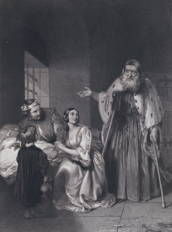 Francesco Foscari, Venedik Doge'si, oğlu Giacopo'nun sürgün cezasını ilan ederken (gravür) by John Rogers (after) Herbert