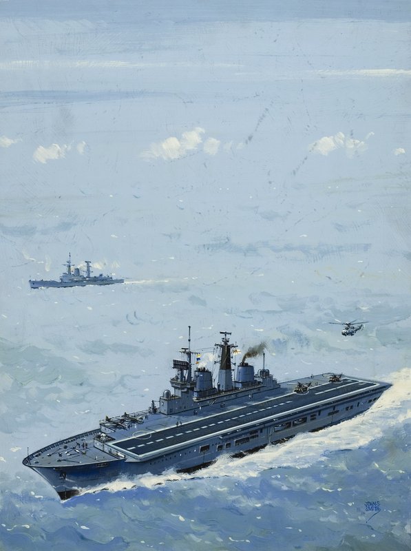HMS Invincible (kağıt üzerine guaj) by John S. Smith