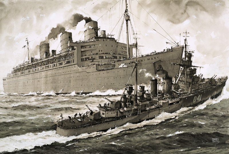 Queen Mary Curacoa kruvazörüne çarptı by John S. Smith