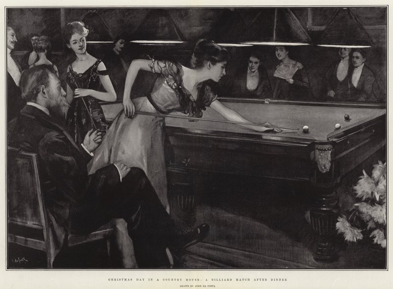Bir Kır Evinde Noel Günü, Akşam Yemeğinden Sonra Bilardo Maçı by John da Costa