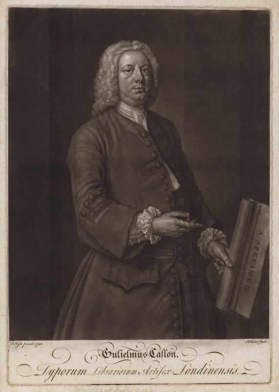 William Caslon, İngiliz tipograf (mezzotint) by John the younger Faber