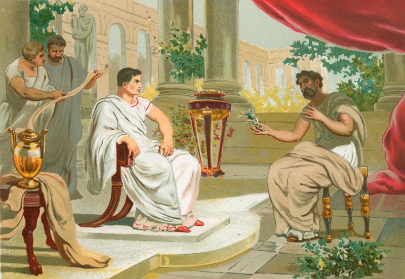 Yaşlı Pliny ve imparator Vespasian arasındaki konuşma by Josep or Jose Planella Coromina