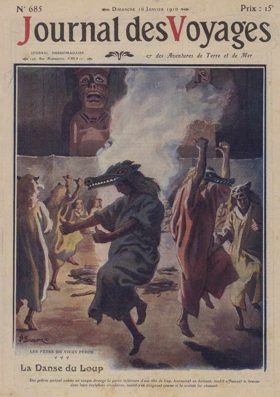 The wolf dance, festival in ancient Peru  by Joseph Charles after Beuzon