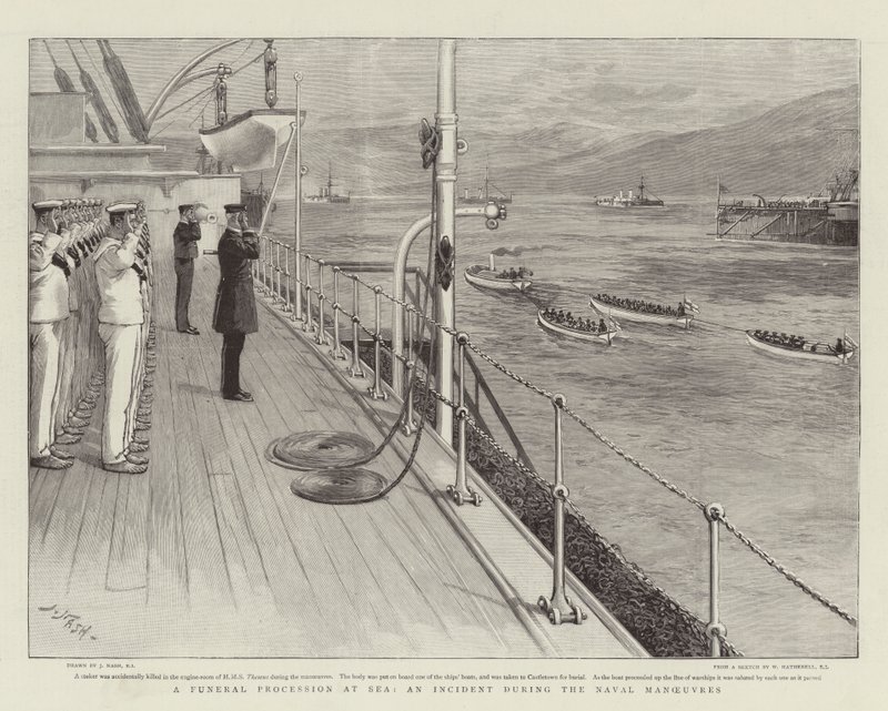 Denizde Cenaze Alayı, Deniz Manevraları Sırasında Bir Olay by Joseph Nash