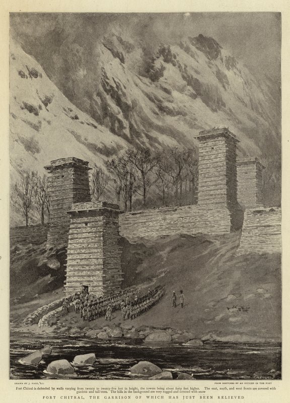 Garnizonu yeni kurtarılan Fort Chitral by Joseph Nash