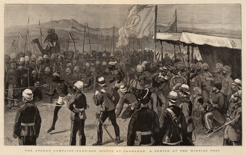 The Afghan Campaign, Garrison Sports at Candahar, a Sketch at the Winning Post  by Joseph Nash