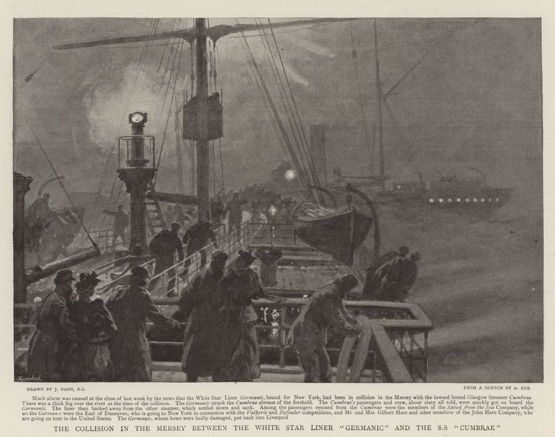 Beyaz Yıldız Gemisi Germanic ve SS Cumbrae arasındaki Mersey