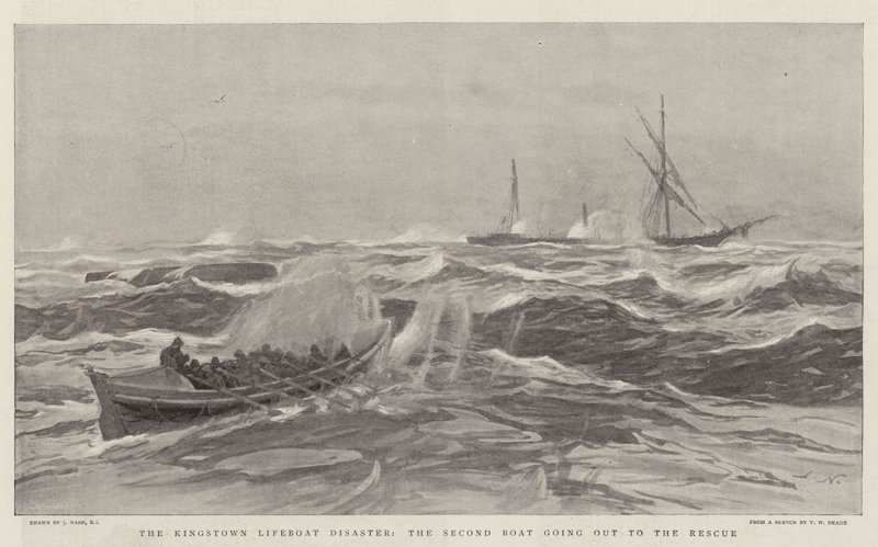 Kingstown Cankurtaran Felaketi, Kurtarmaya Çıkan İkinci Tekne by Joseph Nash