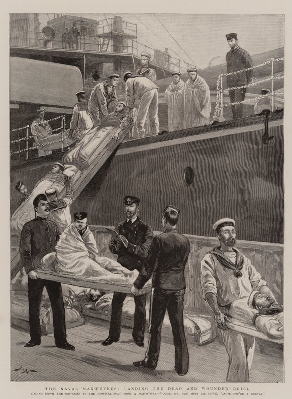 Deniz Manevraları, Ölü ve Yaralı Tatbikatının Çıkarılması by Joseph Nash