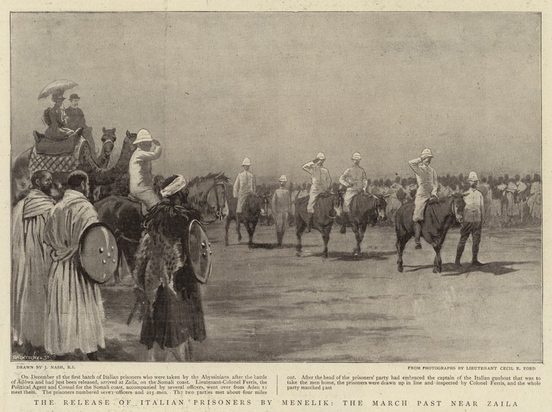 İtalyan Mahkumların Menelik Tarafından Serbest Bırakılması, Mart Geçmişi Zaila Yakınında by Joseph Nash