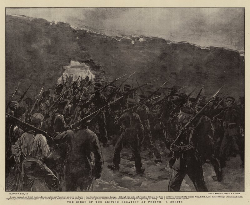 Pekin'deki İngiliz Elçiliği Kuşatması, Bir Sortie by Joseph Nash
