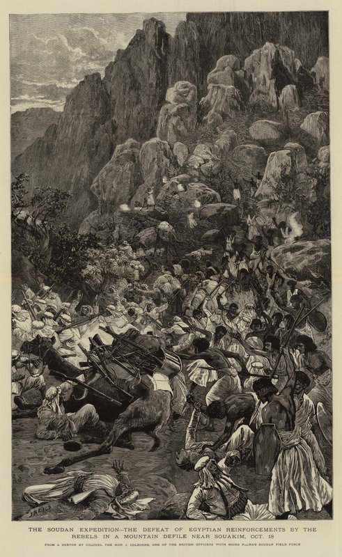 Soudan Seferi, Mısır Destek Birliklerinin Asiler Tarafından Souakim yakınlarındaki Bir Dağ Defilesinde Yenilgisi, 18 Ekim by Joseph Nash