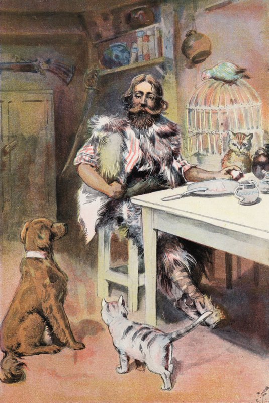 Robinson Crusoe: Ben bir kral gibiyim (renkli taş) by Joseph (after) Finnemore