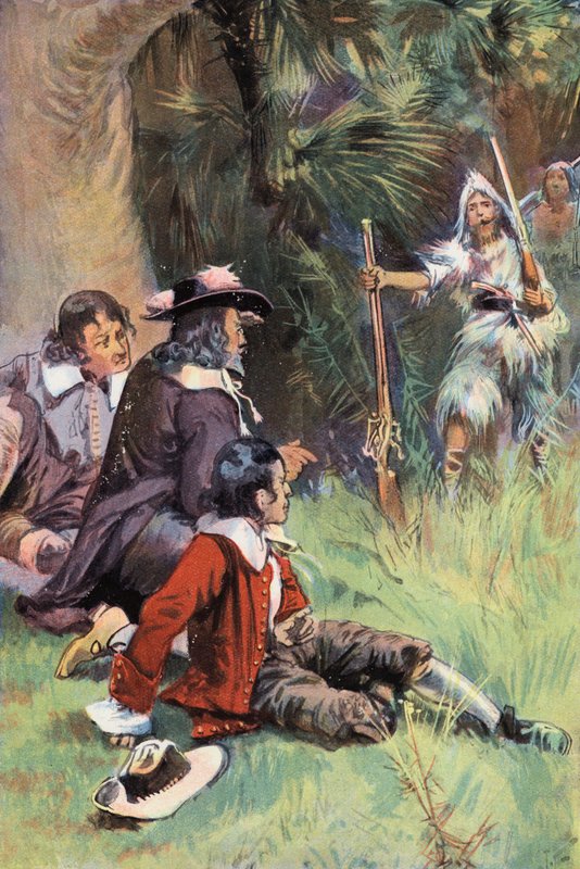 Robinson Crusoe: Onlara yüksek sesle İspanyolca sesleniyorum (renkli litho) by Joseph (after) Finnemore