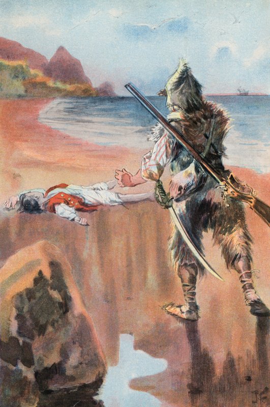 Robinson Crusoe: Boğulan bir çocuk buluyorum (renkli taş) by Joseph (after) Finnemore