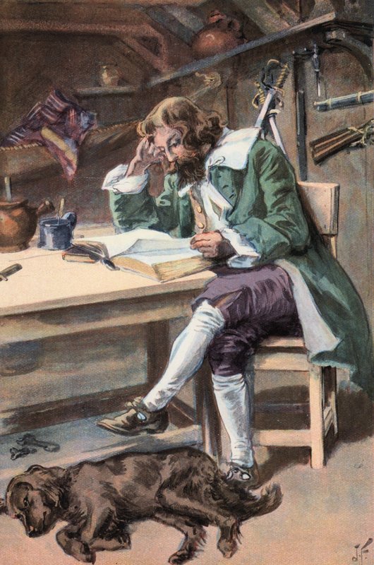 Robinson Crusoe: İncilimi okuyorum (renkli taş) by Joseph (after) Finnemore