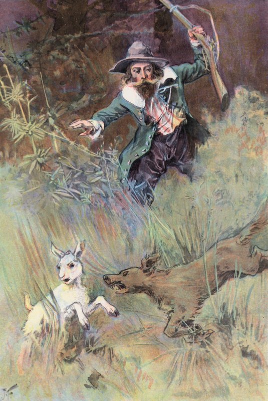 Robinson Crusoe: Köpeğim küçük bir çocuğu şaşırttı (renkli taş) by Joseph (after) Finnemore