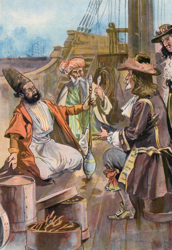 Robinson Crusoe: Baharatımızı İranlı tüccarlara satıyoruz (renkli taş) by Joseph (after) Finnemore