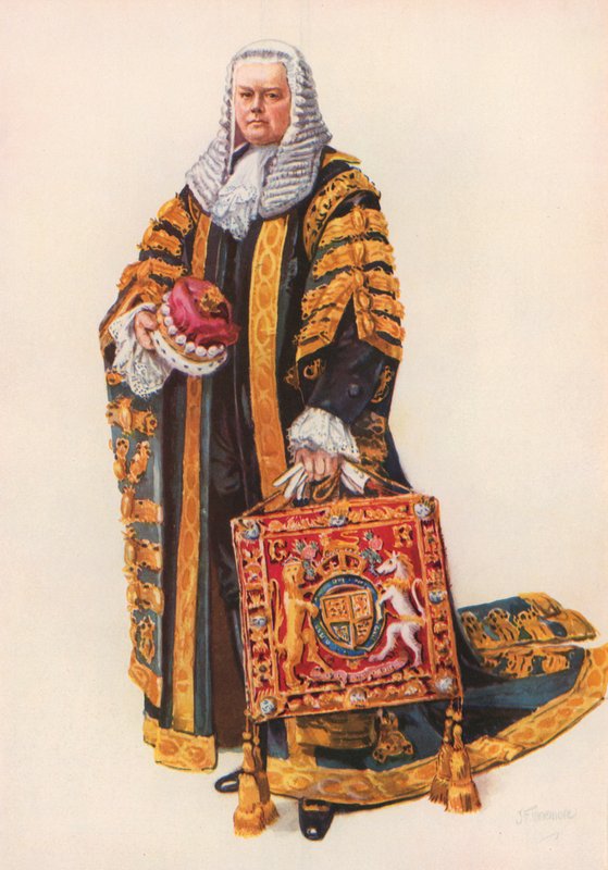 Lord Chancellor taç giyme cübbesiyle (renkli lito) by Joseph (after) Finnemore