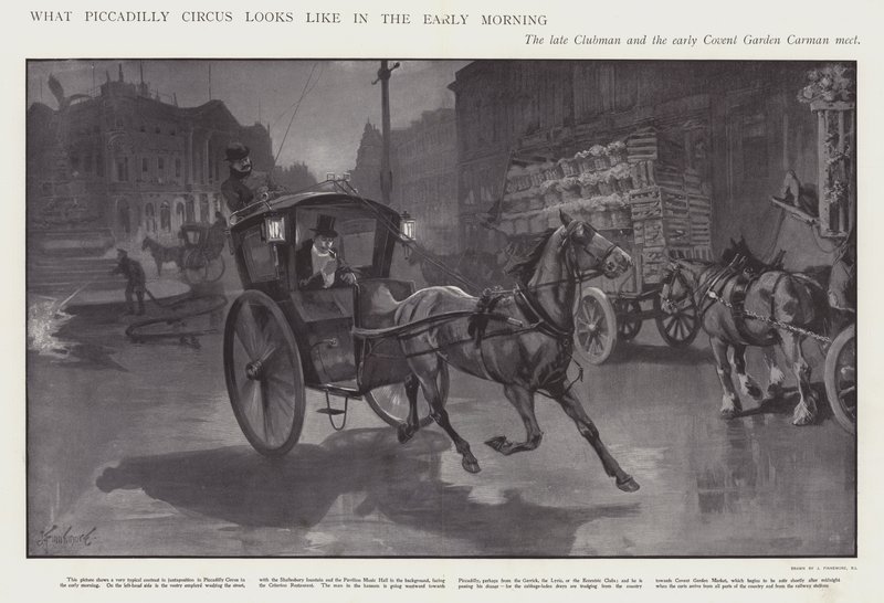 Piccadilly Circus sabahın erken saatlerinde nasıl görünüyor (litho) by Joseph (after) Finnemore