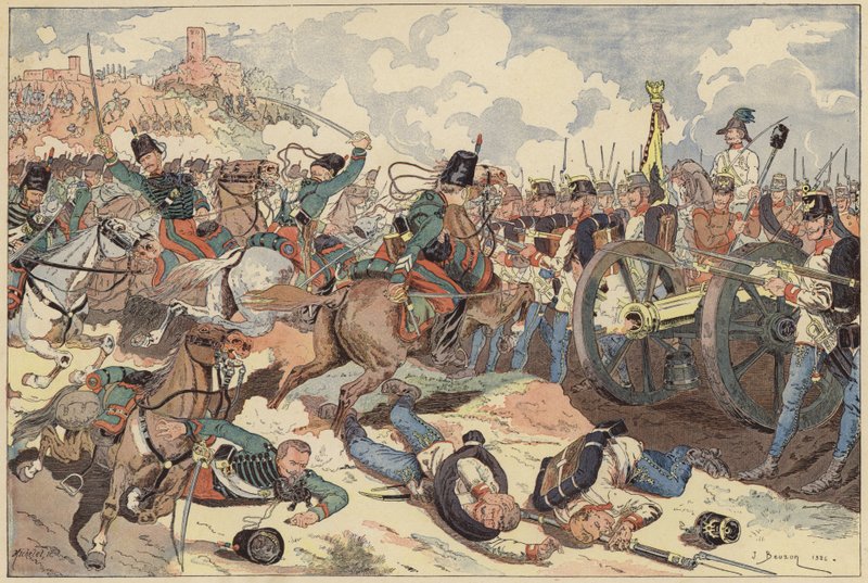 Orrustan við Solferino, Ítalía, annað sjálfstæðisstríð Ítalíu, 24. júní 1859 (litlitó) by Joseph Charles (after) Beuzon
