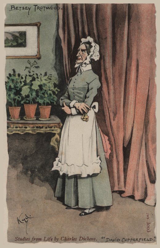Betsey Trotwood, David Copperfield (renkli taş) by Joseph Clayton  Clarke