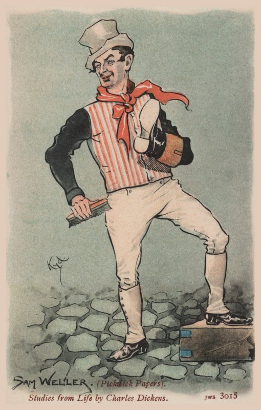 Sam Weller, Pickwick Kağıtları (renkli taş) by Joseph Clayton  Clarke