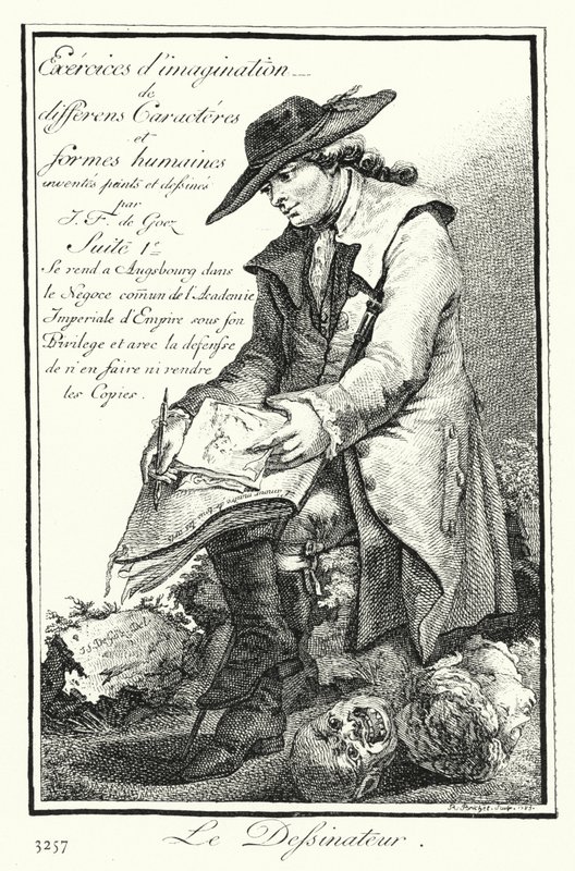 Karikatürist (gravür) by Joseph Franz von (after) Goez