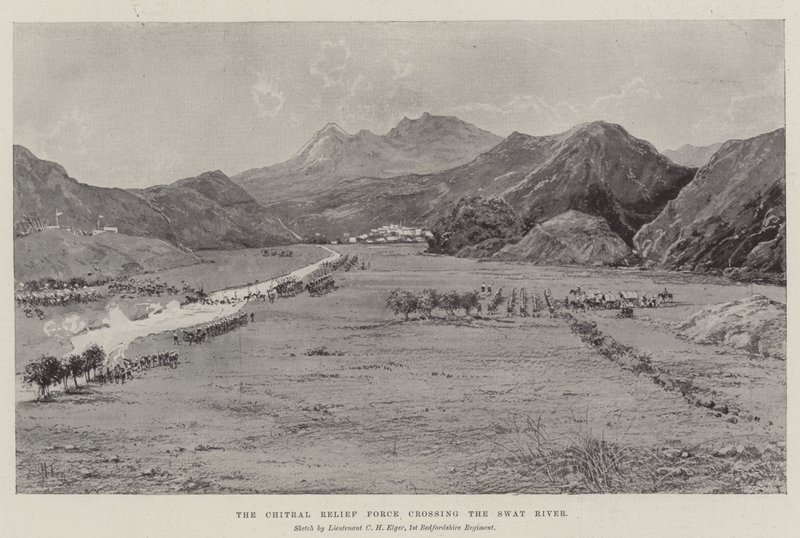 Swat Nehri'ni geçen Chitral Yardım Gücü by Joseph Holland Tringham