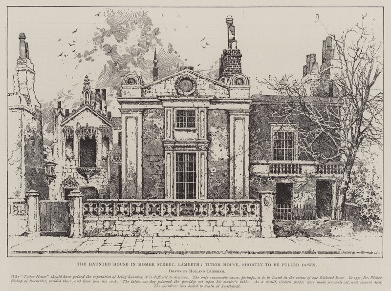 Homer Caddesi'ndeki Perili Ev, Lambeth, Tudor Evi, kısa süre sonra yıkılacak by Joseph Holland Tringham