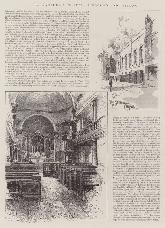 Sardunya Şapeli, Lincoln's Inn Fields by Joseph Holland Tringham