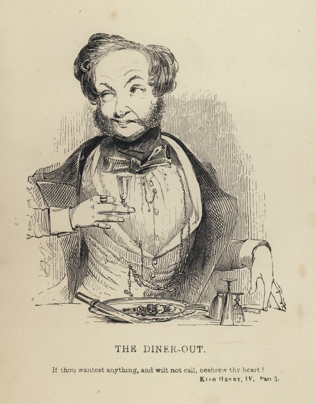 Kenny Meadows: The Diner-Out (gravür) by Joseph Kenny (after) Meadows