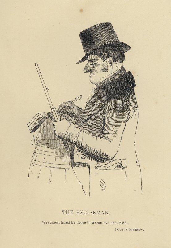 Kenny Meadows: Exciseman (gravür) by Joseph Kenny (after) Meadows
