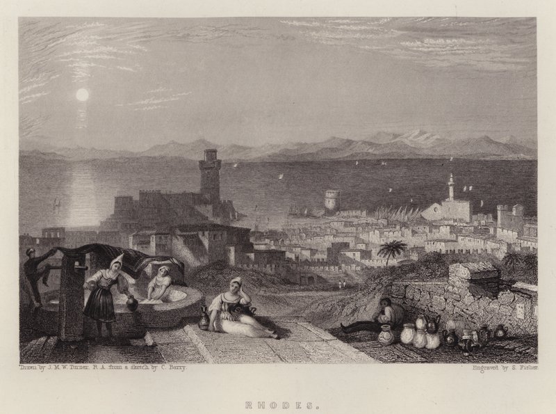 Rodos (renkli taş) by Joseph Mallord William (after) Turner