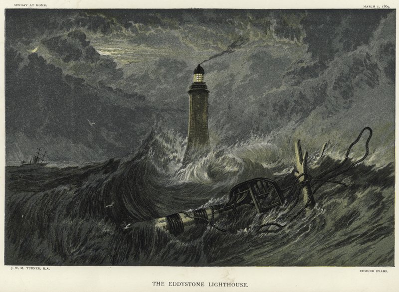 Eddystone Kayaları üzerindeki Eddystone Deniz Feneri by Joseph Mallord William Turner