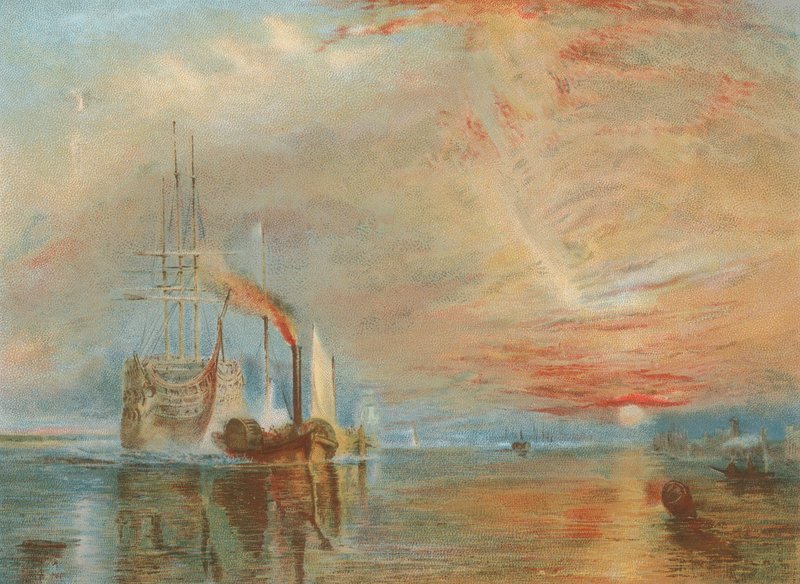 Eski Temeraire son yatağına çekildi (chromolitho) by Joseph Mallord William Turner