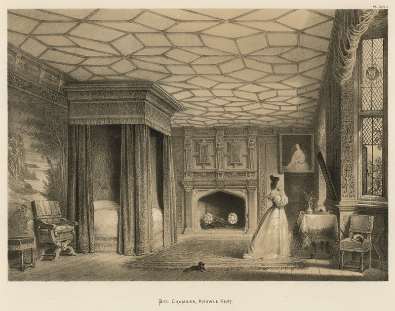 Bed Chamber, Knowle, Kent  by Joseph Nash