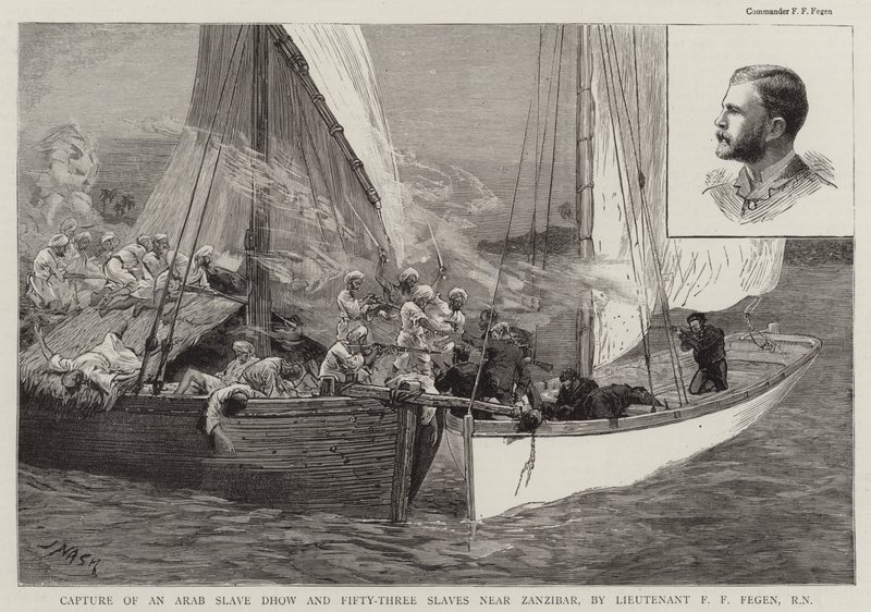 Zanzibar yakınlarında bir Arap Köle Arabası ve Elli Üç Kölenin Teğmen FF Fegen, RN tarafından yakalanması by Joseph Nash