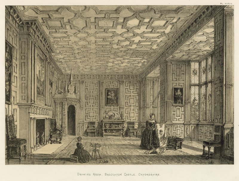 Çizim Odası, Broughton Kalesi, Oxfordshire by Joseph Nash