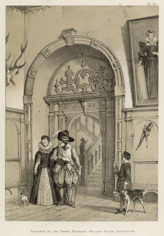 Entrance to the Grand Staircase, Holland House, Kensington  by Joseph Nash