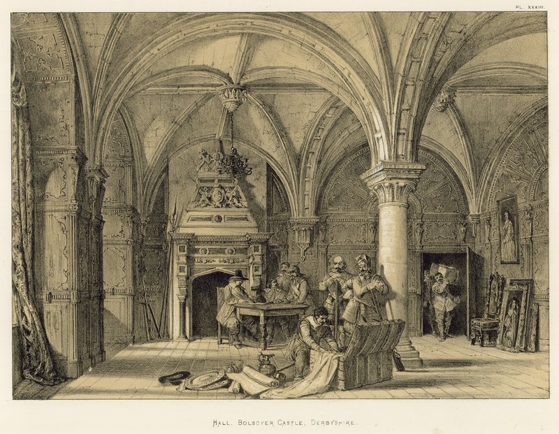 Hall, Bolsover Castle, Derbyshire  by Joseph Nash